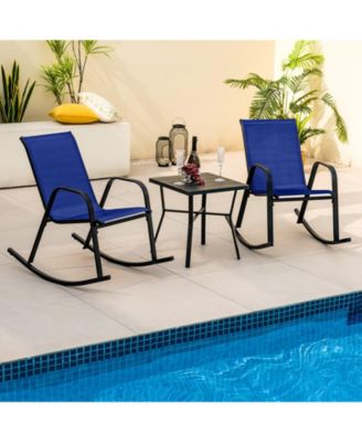 Set of 2 Metal Patio Rocking Chair with Breathable Seat Fabric