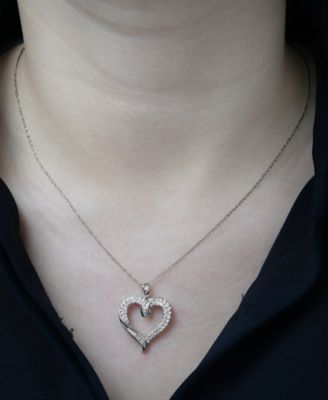 Diamond Twist Heart 18" Pendant Necklace (1/2 ct. t.w.) in 14k White Gold or 14k Yellow Gold, 18" + 2" extender, Exclusively at Macy's