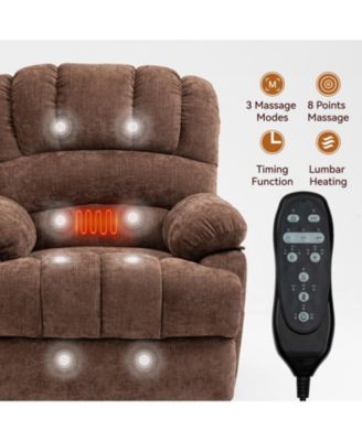 CASAINC 23"W Seat High-Back Chenille Power Lift Recliner Chair with 8-Point Vibration Massage and Lumbar Heating