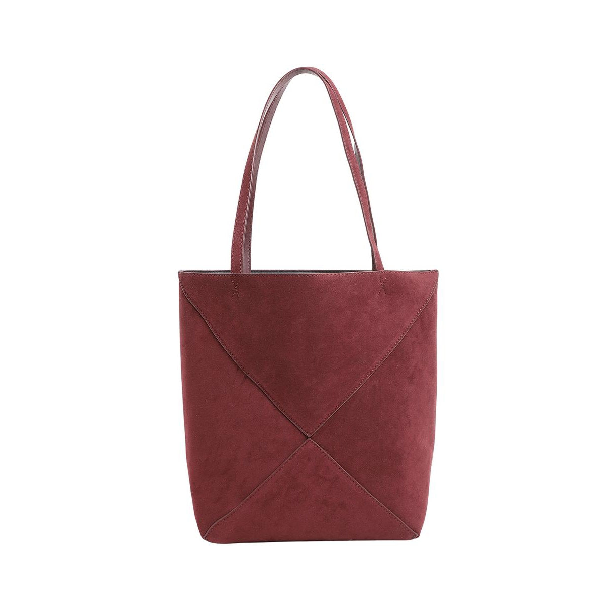 Women's The Veloure Tote Bag - Burgundy Red - Red