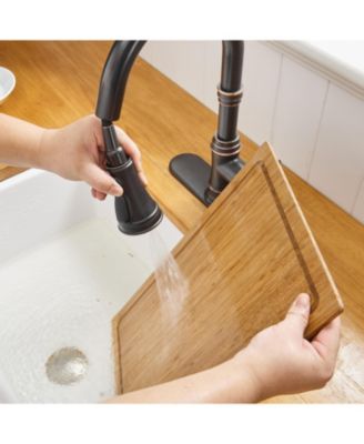 Single-Handle Pull-Down Sprayer 3 Spray High Arc Kitchen Faucet With Deck Plate