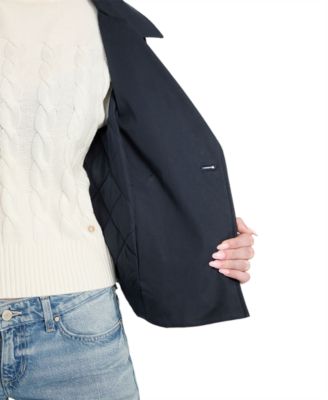 Women's Cropped Quilted-Trim Trench Coat