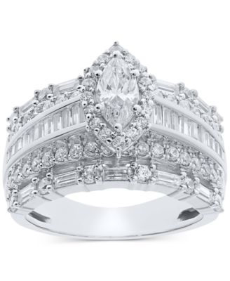 Macy's - Diamond Multi-Row Statement Ring (2 ct. t.w.) in 14k White Gold
