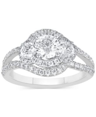 Macy's - Diamond Halo Ring (1-1/2 ct. t.w.) in 14k White or Yellow Gold