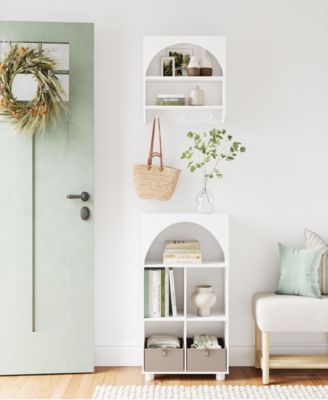 Arched 23" Solid Wood 4 Cubby Entryway Shoe Rack Storage Organizer Cabinet