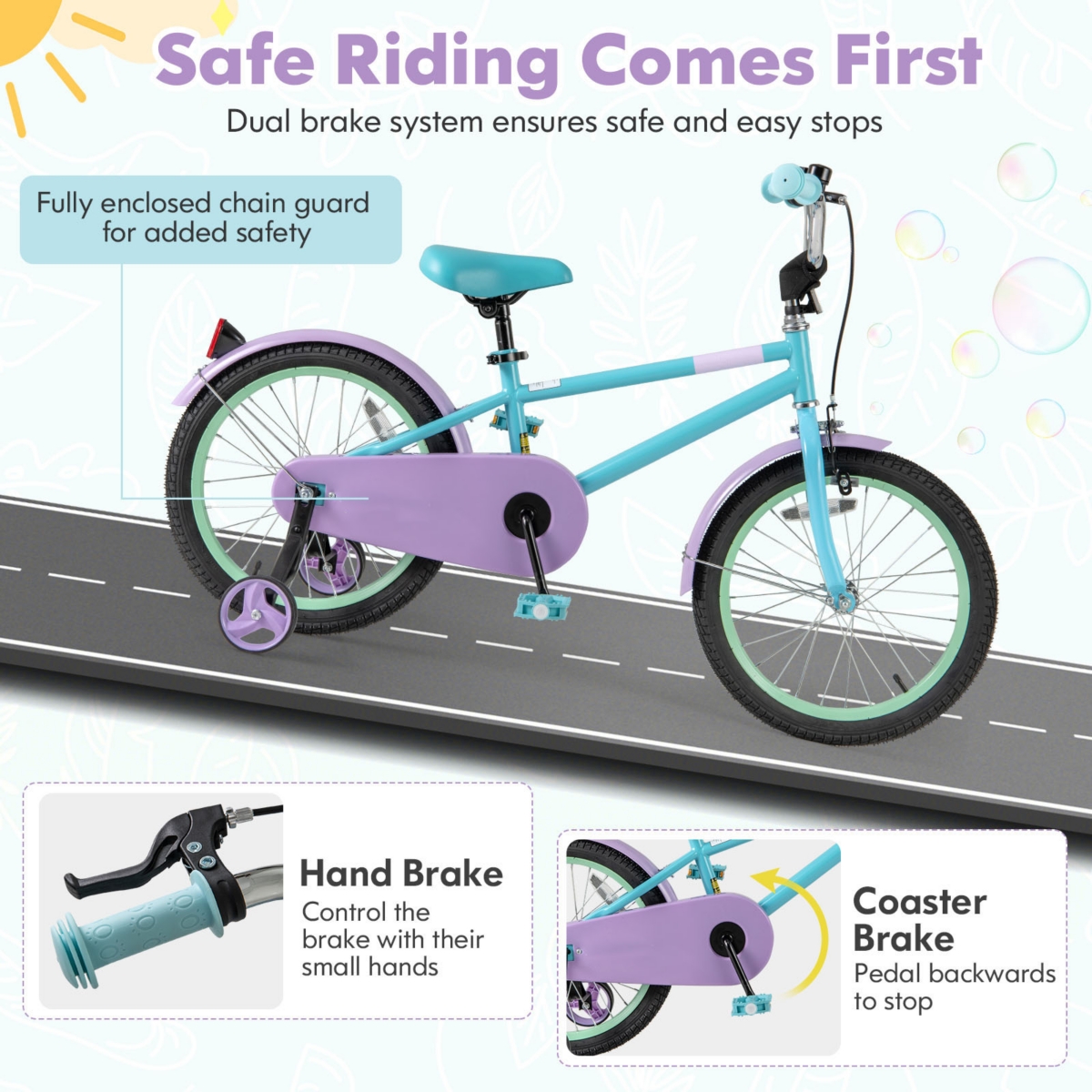 Adjustable Handlebar Saddle Kids Bike Lightweight Easy to Ride