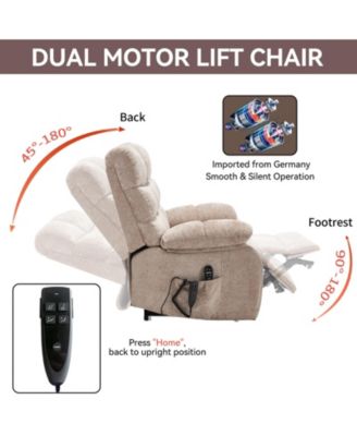Lift Recliner Chair Heat Massage Dual Motor Infinite Position Up to 350 LBS Large Electric Power Lift Recliners with Power-Remote, Medium-firm and Heavy duty