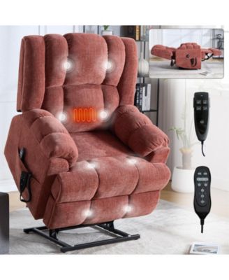 Dual Motor Heat Massage Power Lift Recliner Chair, Up to 350 lbs, Medium-Firm, Heavy-Duty with Power Remote