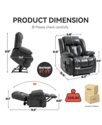 Dual Motor Infinite Position Up to 350 LBS Electric Leatheraire Power Lift Recliner Chair with 8-Point Vibration Massage and Lumbar Heating