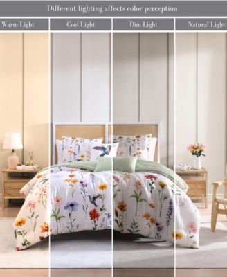 Fresh Cut Flowers Bedding 200 Thread Count 100% Cotton Sateen 5 Piece Reversible King Comforter Set