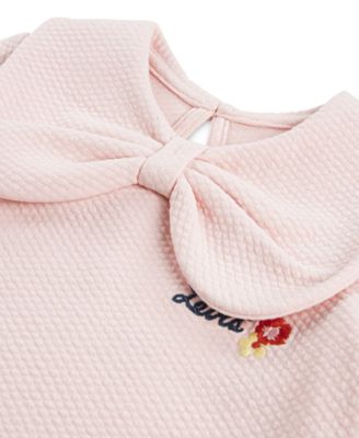 Little Girls 2-Piece Bow Top and Wide Jeans Set