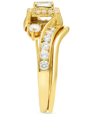 Diamond Emerald-Cut Halo Swirl Bridal Set (1 ct. t.w.) in 14k Gold