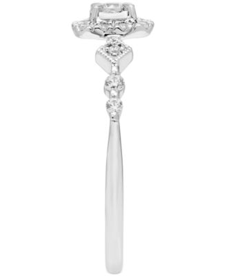 Diamond Halo Vintage Inspired Engagement Ring (1/4 ct. t.w.) in 14k White Gold