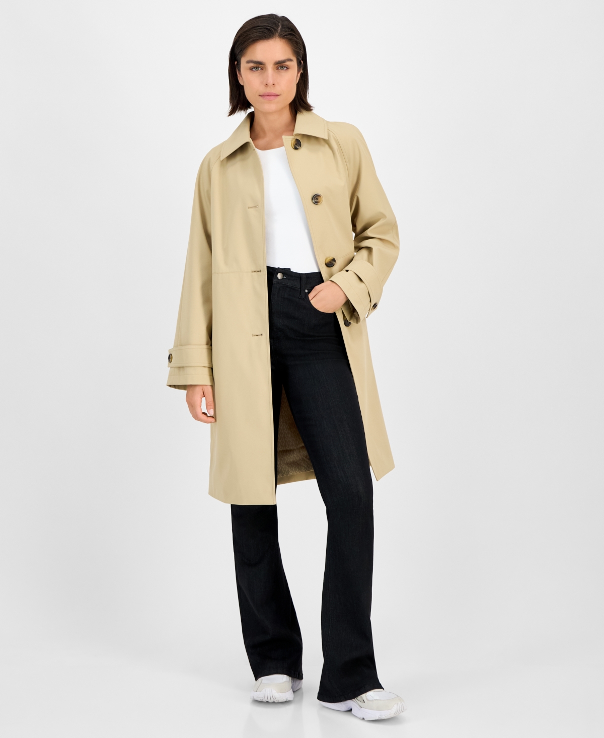 Michael Kors Michael  Petite Single-breasted Trench Coat In Neutral