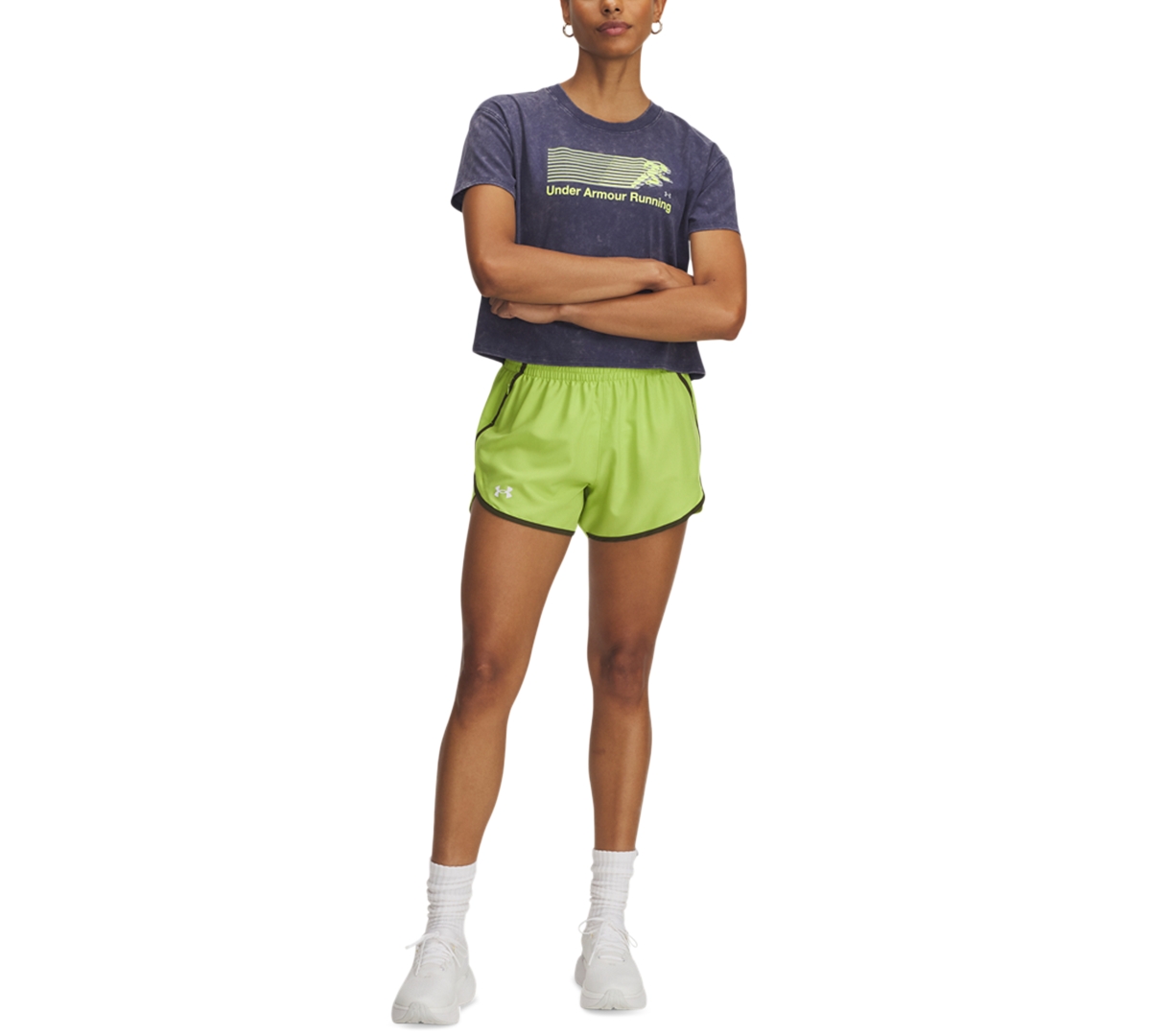 Under Armour Women's Fly By Mesh-panel Running Shorts In Green