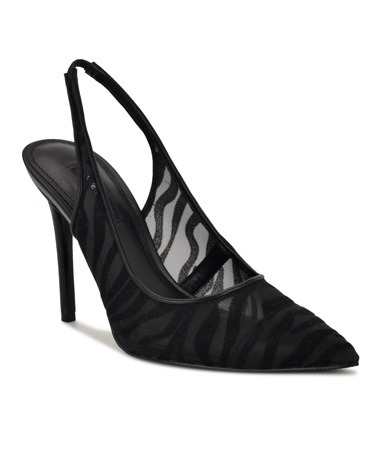 Nine West Women's Feather Slingback Stiletto Pumps - Black Zebra Mesh