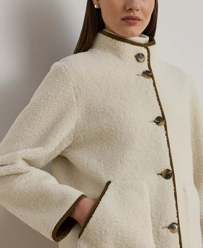 Women's Faux-Suede-Trim Fleece Jacket - thumbnail 4