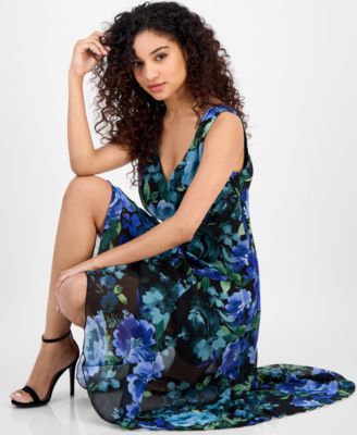 Women's Handkerchief-Hem Floral-Print Dress