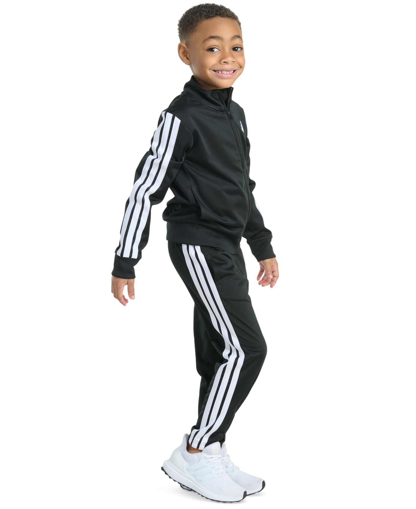 Детский трикотажный комплект adidas Essential 3-Stripe для мальчиков: олимпийка и брюки, цвет: Чёрный — фото 3