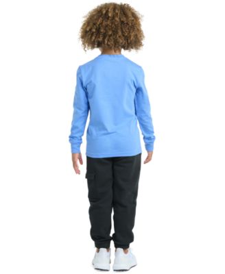 Toddler & Little Boys Long-Sleeve Graphic T-Shirt & Elastic-Waistband Cargo Jogger Pants, 2 Piece Set  