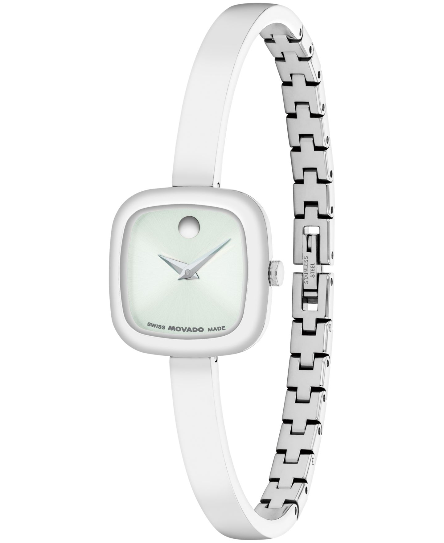 Женские часы Movado Museum Cushion Swiss Quartz Stainless Steel Bangle Watch, 21.50mm — фото 2