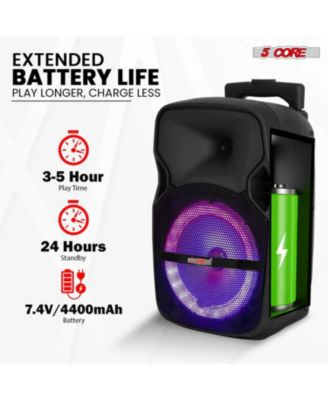 Party Speaker Bluetooth 400W Big Powered Rechargeable Outdoor PA DJ System w 2 Wireless Mics