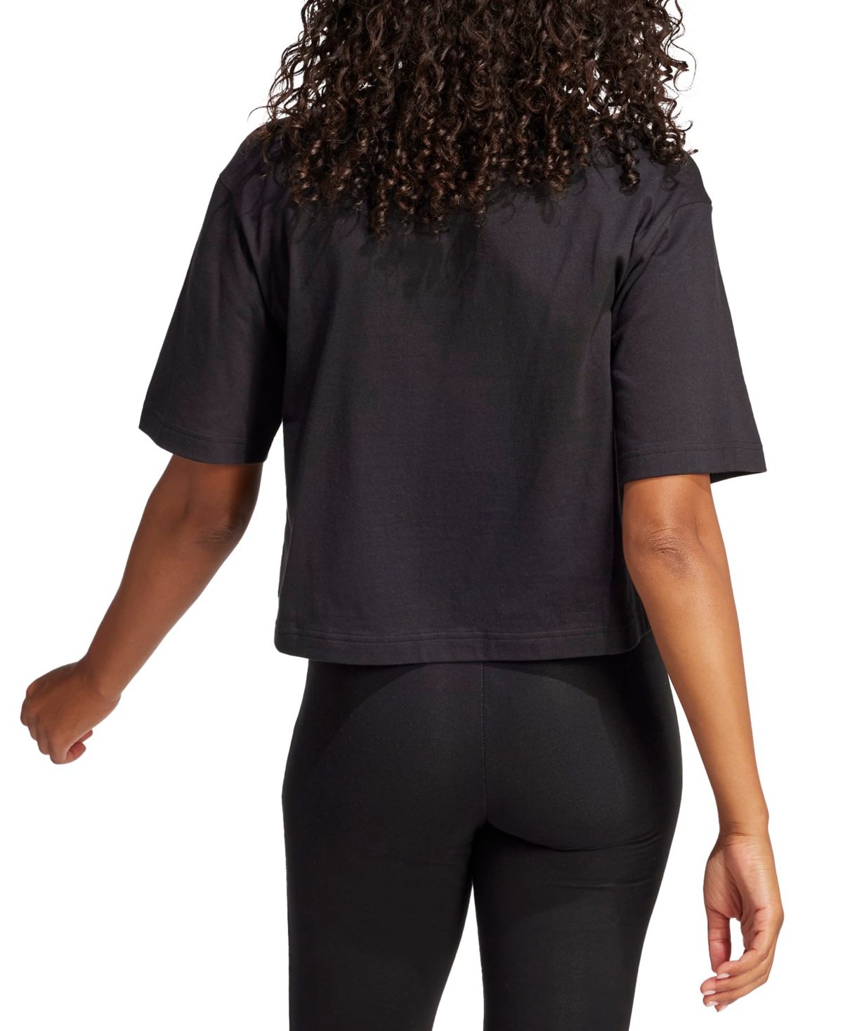 Adidas Originals Women's Cotton Logo Boxy Short-sleeve T-shirt In Black
