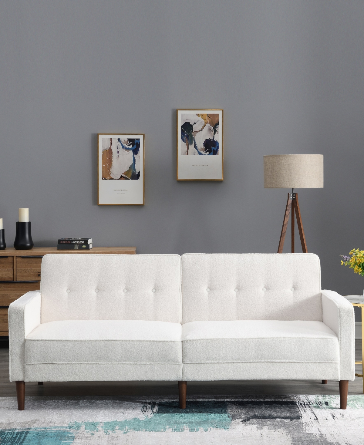 Gold Sparrow 80" Faux Fur Camden Convertible Sofa Bed, Created For Macy's