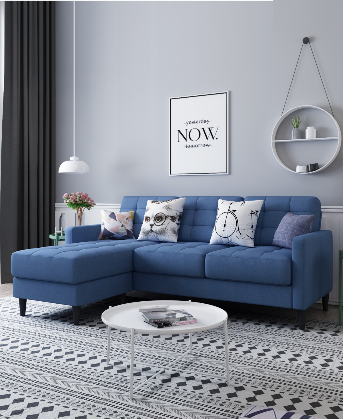 Gold Sparrow 82" Polyester Logan Reversible Sectional Sofa With Ottoman, Created For Macy's