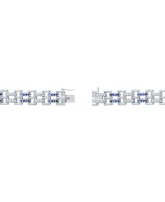 Men's Sapphire (1-3/4 ct. t.w.) & Diamond (1-1/2 ct. t.w.) Link Bracelet in Sterling Silver
