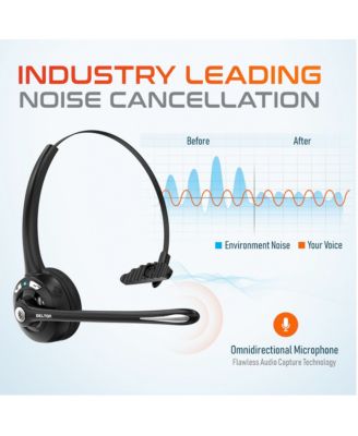 10X Bluetooth Computer Headset, Over the Head Single Ear Wireless Headset with Noise Cancelling Mic for Clear Calls, for PC/Mac/Laptops and Compatible with all meeting Apps - Black