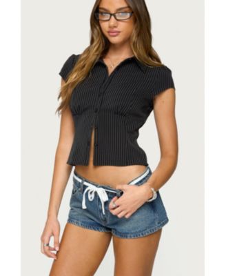 Women's Juney Pinstripe Tailored Button Up Shirt