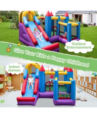 5-in-1 Inflatable Bounce House with 735W Blower and 50 Ocean Balls