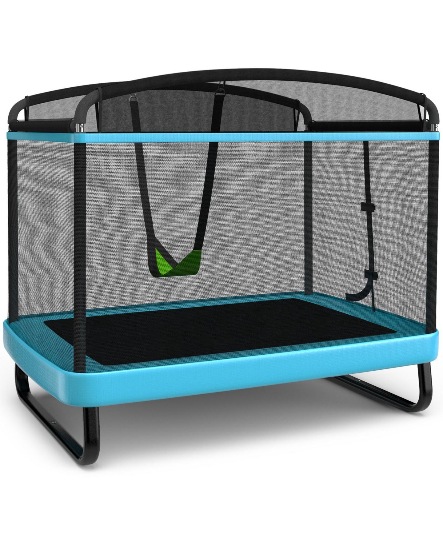 Детская игрушка Slickblue 2-in-1 Galvanized Steel Trampoline with Swing and Enclosure Net, Ages 3+, цвет: Синий — фото 1