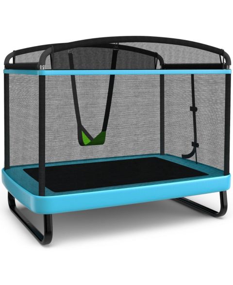 Детская игрушка Slickblue 2-in-1 Galvanized Steel Trampoline with Swing and Enclosure Net, Ages 3+, цвет: Синий