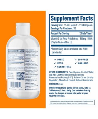 Liposomal Vitamin C 500mg with Amla Extract - High Absorption Immune Support Supplement - Orange Flavor, 30 Servings