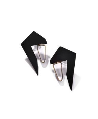 Womens Black Abstract Drop Earrings