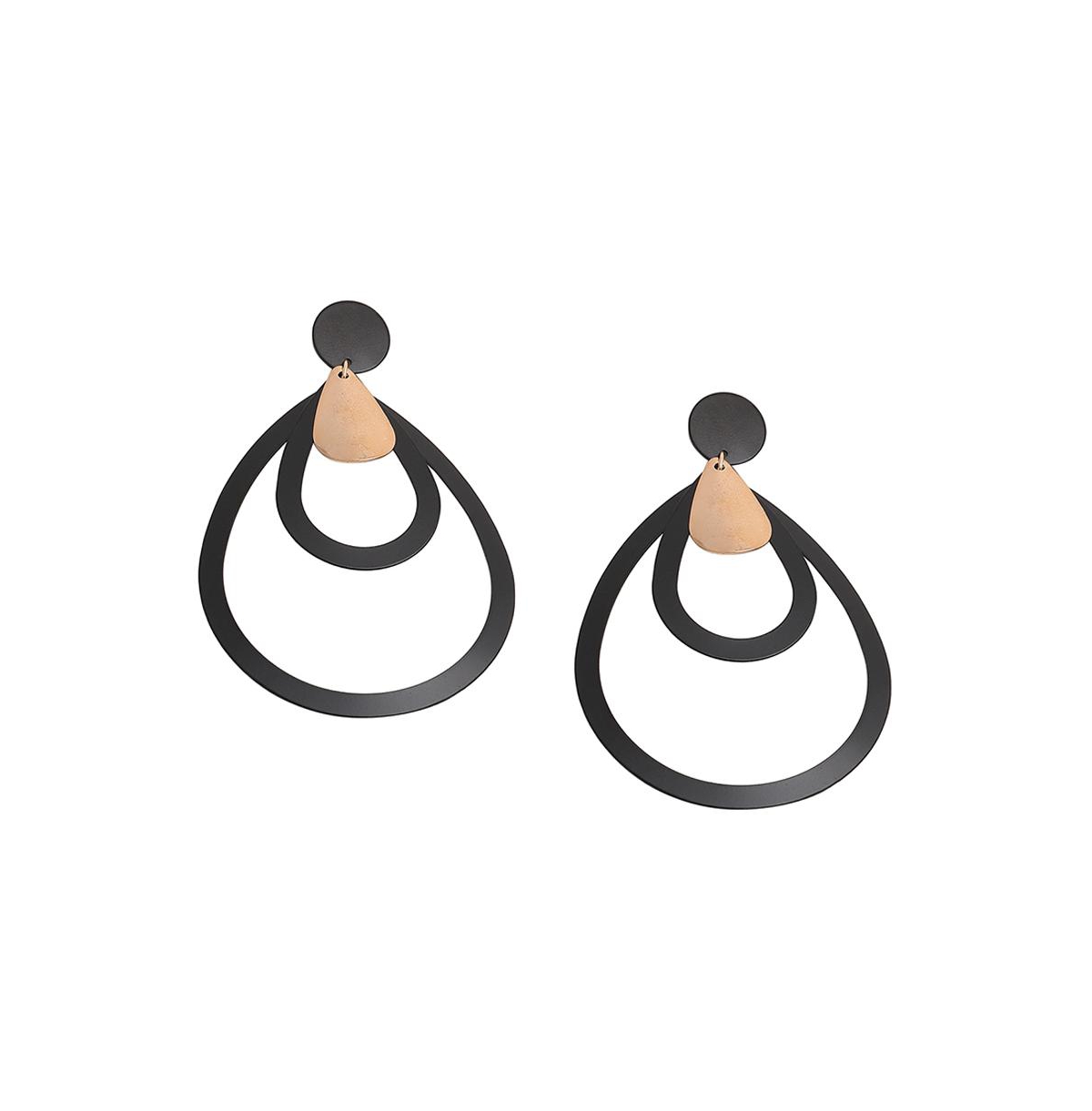 Women's Contrast Drop Earrings - Black