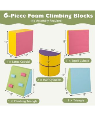 Kids 6-Piece Foam Climbing Blocks with Hook and Loop Fasteners