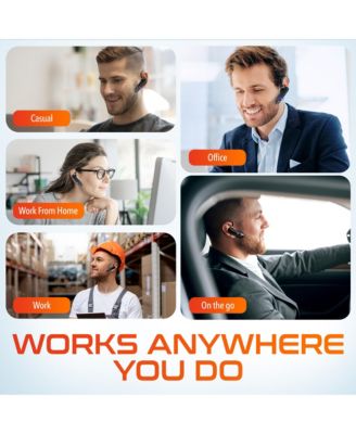 22X Wireless Mono Bluetooth Headset, Wireless Single Ear Headset With Built-In Two Microphones, Lightweight Bluetooth Phone Earpiece Compatible With PC, Laptop, Smartphone, Tablet, and MacBook, Black