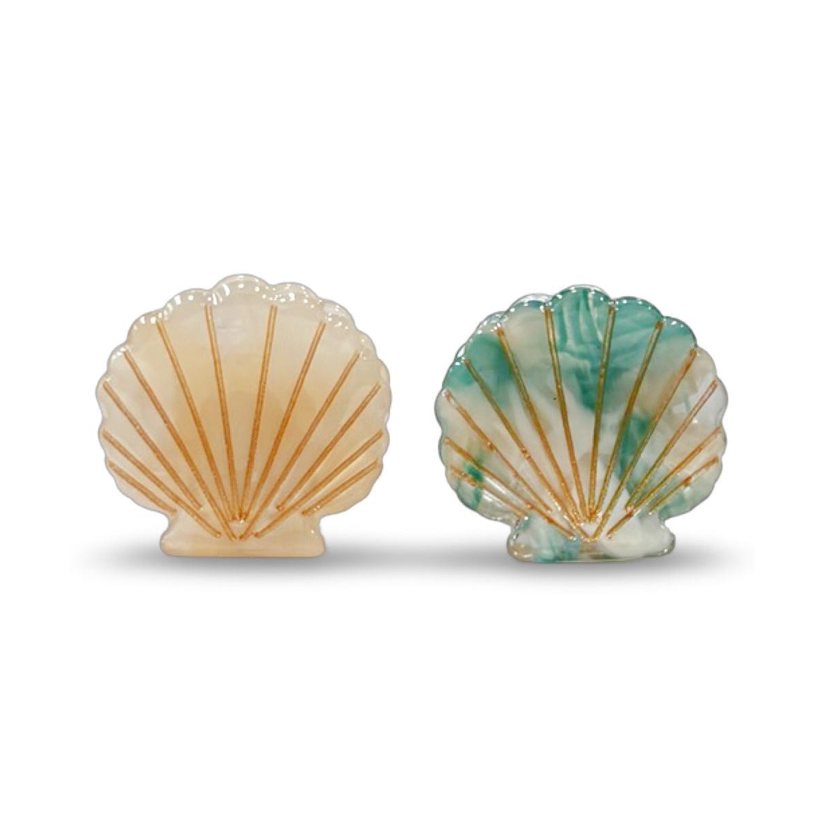 Mini Seashell Clip Set - Cream + Ocean Blue