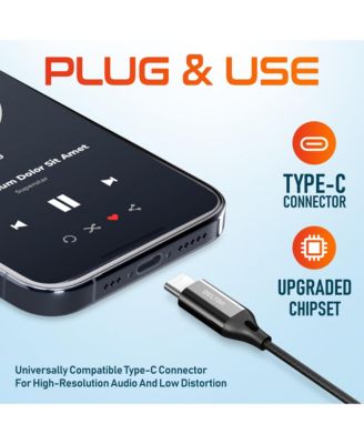 15EC computer earbuds with microphone, Wired Headphones UBC C, USB Type C Earphones with In-Line Remote Control, usb c wired earbuds for iphone, Android Cell Phones, MacBook, iPad, 4ft - Black