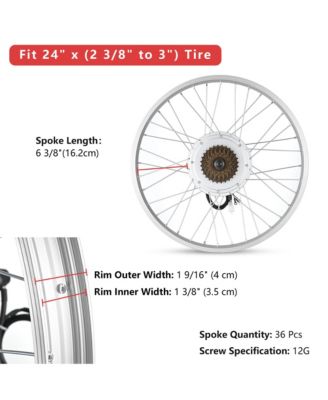 Electric Bicycle Motor Conversion Kit for 24" 750W 36V E-bike Rear Wheel