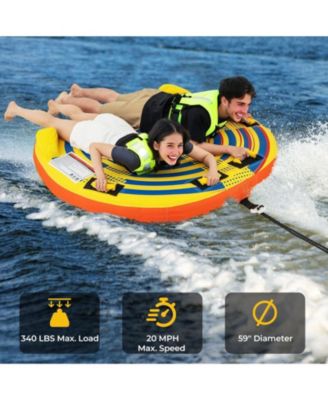 1 or 2 Person Inflatable Towable Tube for Boating with Quick Connector