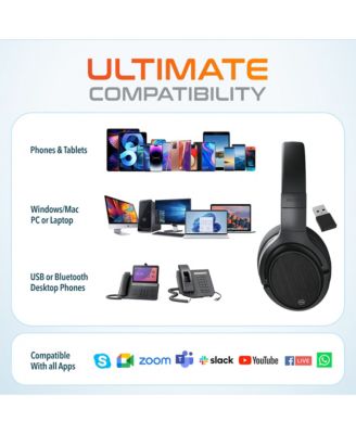 M101D Active Noise Canceling Bluetooth Headphones , Wireless Over Ear Bluetooth Headsets with Microphone, Ergonomic Design and Comfort Fit Ear Cups for Home/Office/Travel - Black