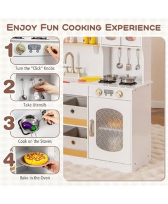 Kids Kitchen Playset with Cooking Accessories and Toy Cuttable Veggies