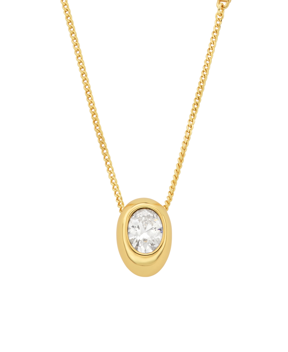 Oval Stone Pendant Necklace - Gold