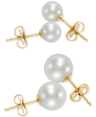 2-Pc. Set Cultured Freshwater Pearl (5 & 7mm) Stud Earrings in 14k Gold