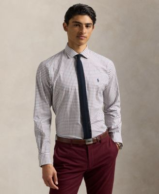 Men's Classic-Fit Plaid Stretch Poplin Shirt
