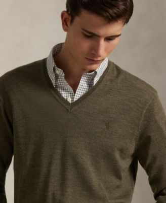 Men's Washable Wool V-Neck Sweater